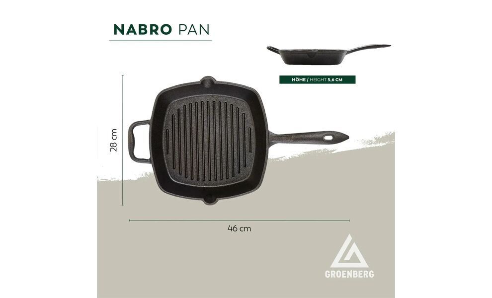 Чавунна сковорода-гриль Groenberg Nabro Pan, 28x28 см, Об'єм: 2, зображення 6