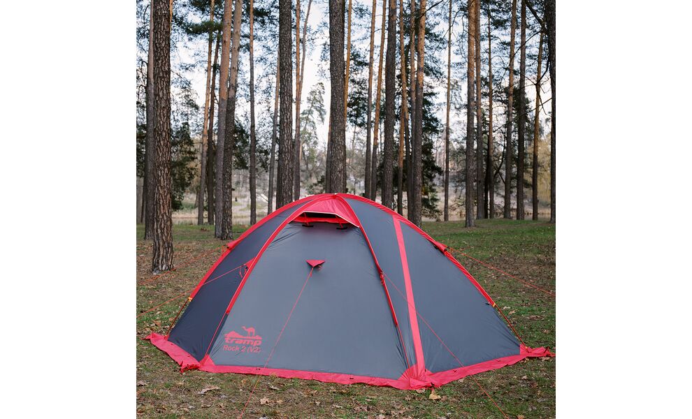 4-місний намет Tramp Rock 4 V2 (Grey): двошаровий, вітростійкий, Кількість місць: 4, Колір: Grey/Red, зображення 4
