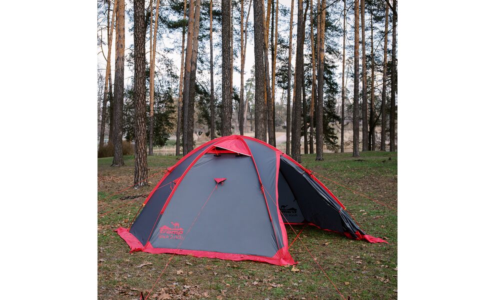 4-місний намет Tramp Rock 4 V2 (Grey): двошаровий, вітростійкий, Кількість місць: 4, Колір: Grey/Red, зображення 5