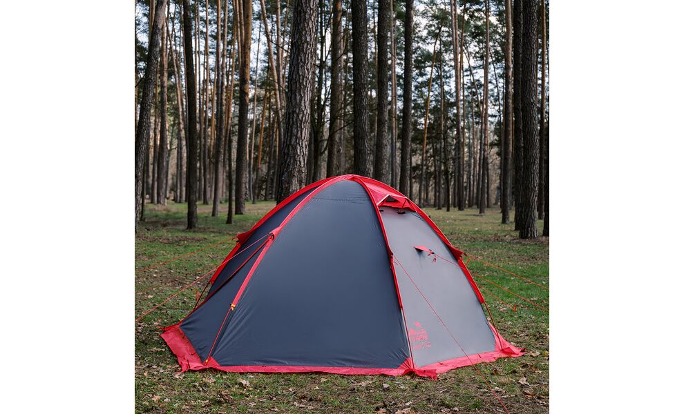 4-місний намет Tramp Rock 4 V2 (Grey): двошаровий, вітростійкий, Кількість місць: 4, Колір: Grey/Red, зображення 6