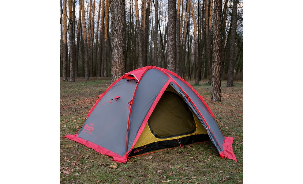 4-місний намет Tramp Rock 4 V2 (Grey): двошаровий, вітростійкий, Кількість місць: 4, Колір: Grey/Red, зображення 8