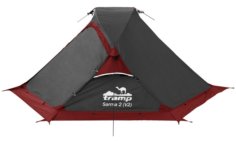 2-місний намет Tramp Sarma 2 V2 (Grey): двошаровий, вітростійкий, Кількість місць: 2, Колір: Grey/Red, зображення 6