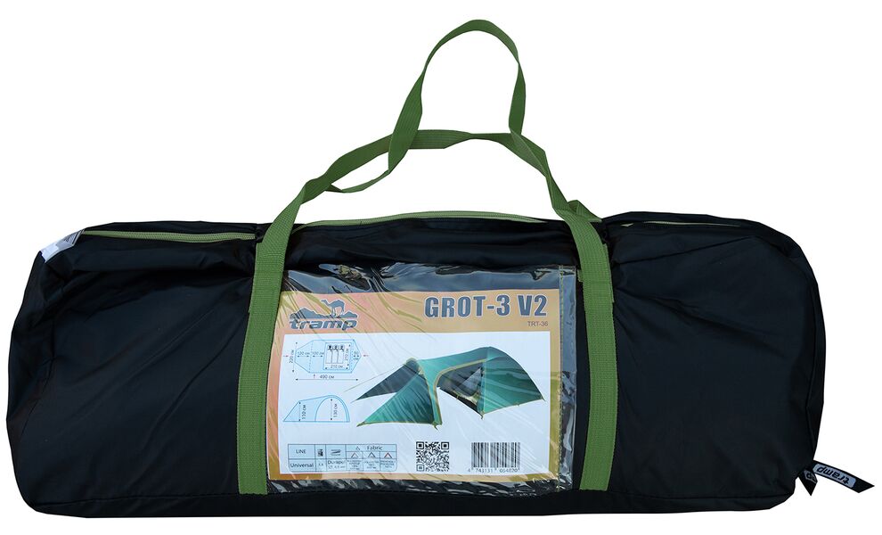 3-місний намет Tramp Grot 3 V2: двошаровий, з тамбуром, Кількість місць: 3, Колір: Green, зображення 25