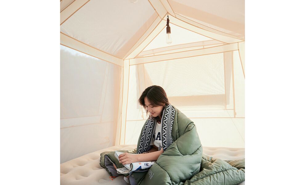 Літній кемпінговий спальник-ковдра Naturehike NH20MSD05 - L150 (Beige) до 7°C, Максимальний зріст користувача: 195, Колір: Beige, Сторона застібки: ліва, зображення 7