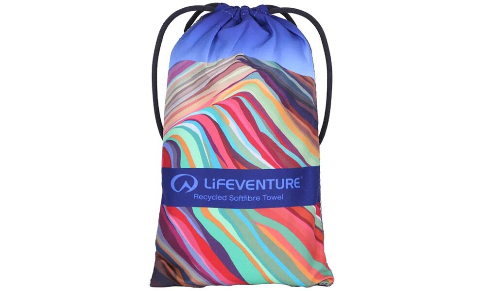 Швидкосохнучий рушник з мікрофібри з чохлом Lifeventure Recycled Soft Fibre - Giant (Rainbow Mountain), 150x90 см, Тип розміру: Giant, Колір: Rainbow Mountain, зображення 2