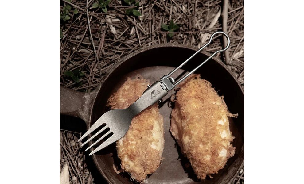 Складна туристична виделка з чохлом Naturehike NH19C001-J, титан, зображення 2