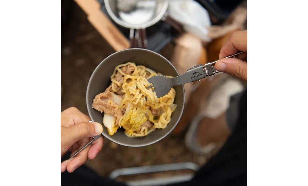 Складна туристична виделка з чохлом Naturehike NH19C001-J, титан, зображення 4