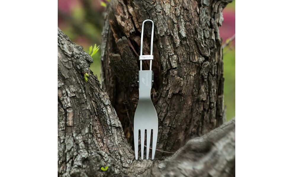 Складна туристична виделка з чохлом Naturehike NH19C001-J, титан, зображення 5