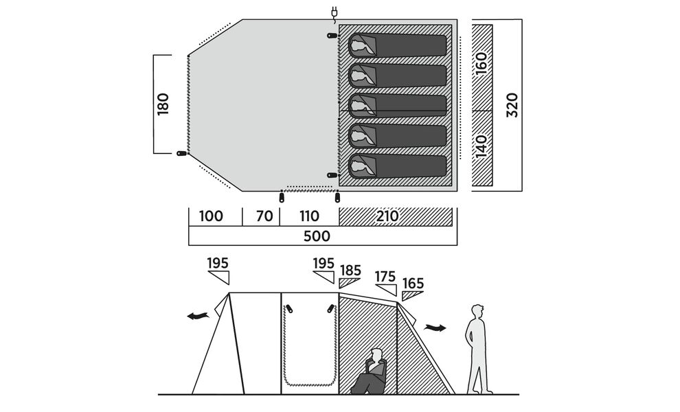 5-місний кемпінговий намет Easy Camp Hamra 5, Кількість місць: 5, Колір: Blue, зображення 2
