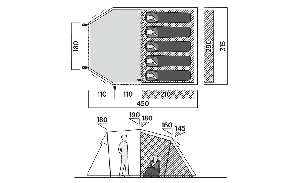 5-місний кемпінговий намет Easy Camp Hidra 5, Кількість місць: 5, Колір: Green, зображення 2