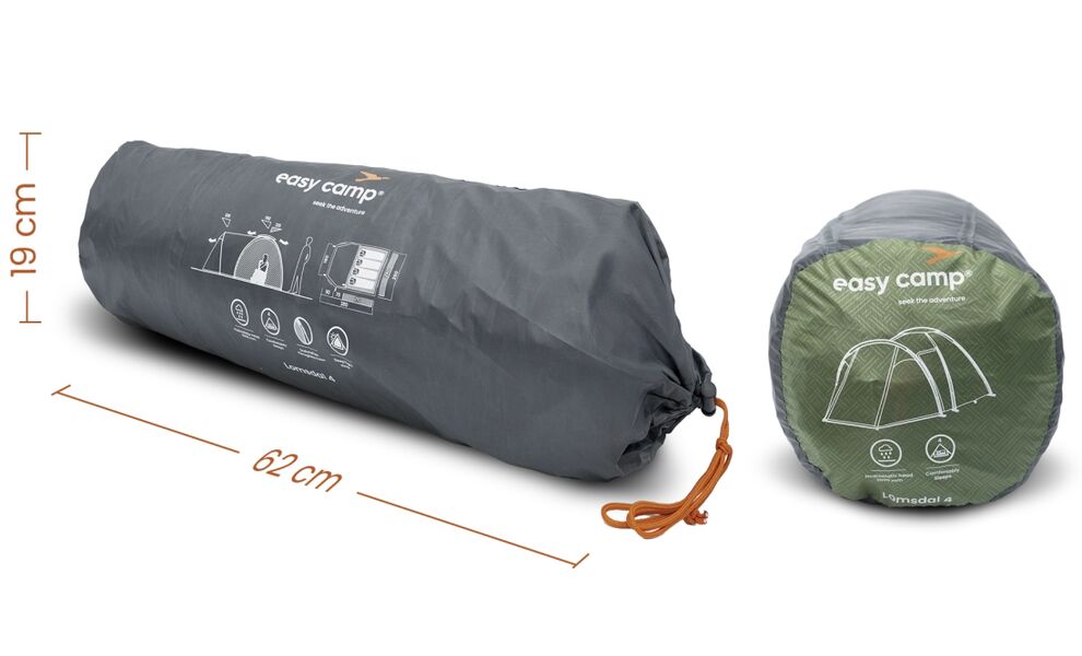 4-місний намет Easy Camp Lomsdal 4: двошаровий, з тамбуром, Кількість місць: 4, Колір: Green, зображення 7