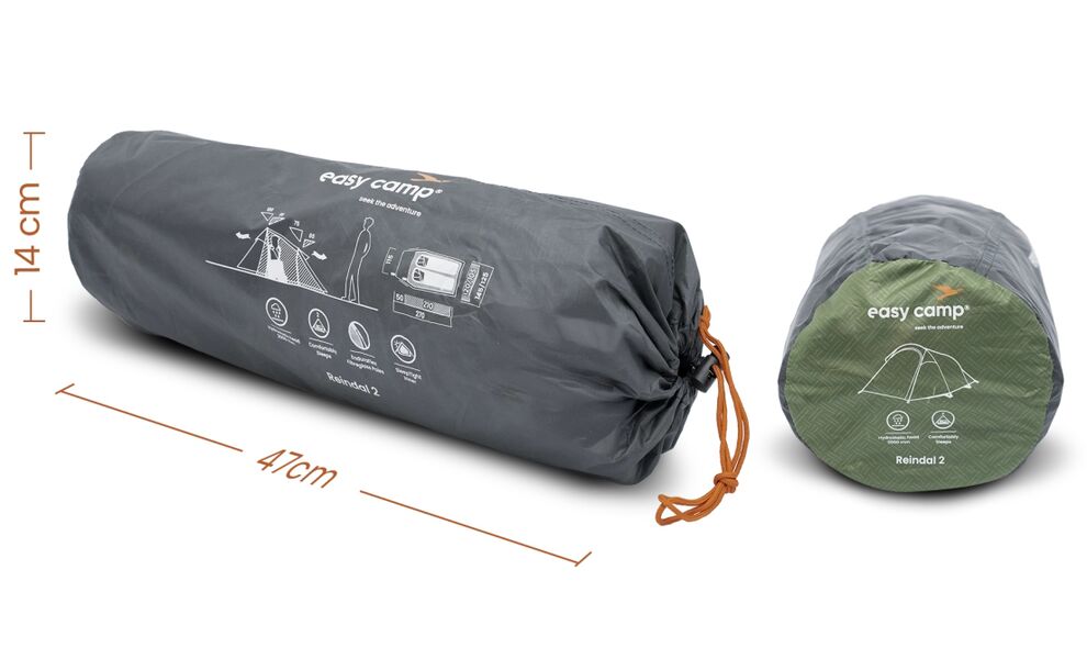 2-місний намет Easy Camp Reindal 2: двошаровий, Кількість місць: 2, Колір: Green, зображення 7