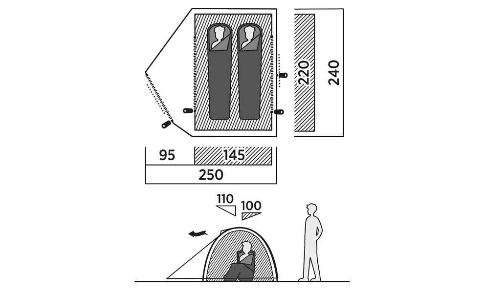 2-місний намет Easy Camp Rondane 2: двошаровий, Кількість місць: 2, Колір: Dark Green, зображення 2