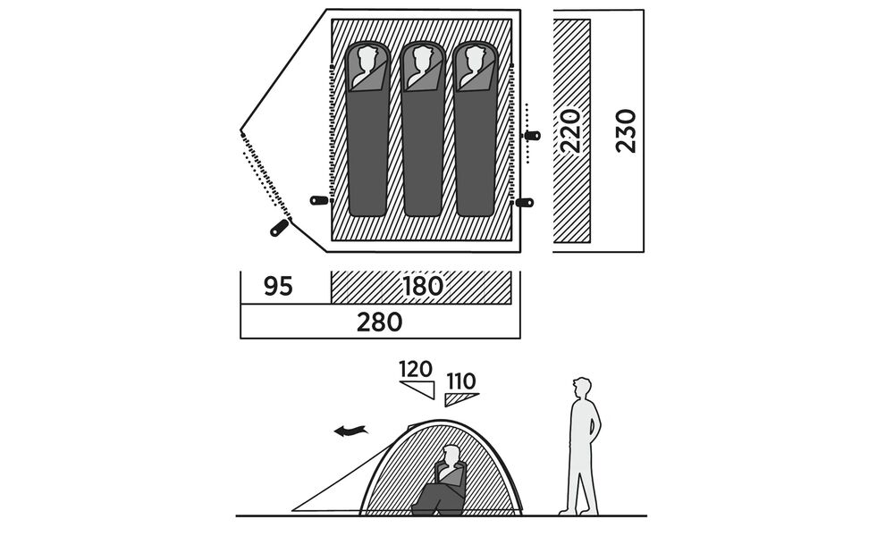 3-місний намет Easy Camp Rondane 3: двошаровий, Кількість місць: 3, Колір: Dark Green, зображення 2