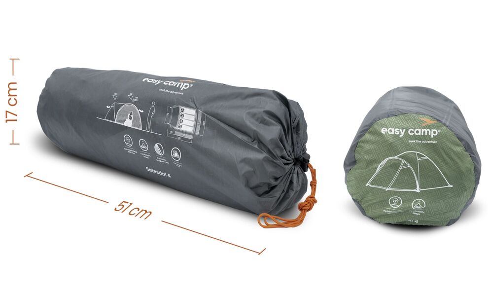 4-місний намет Easy Camp Setesdal 4: двошаровий, з тамбуром, Кількість місць: 4, Колір: Green, зображення 7