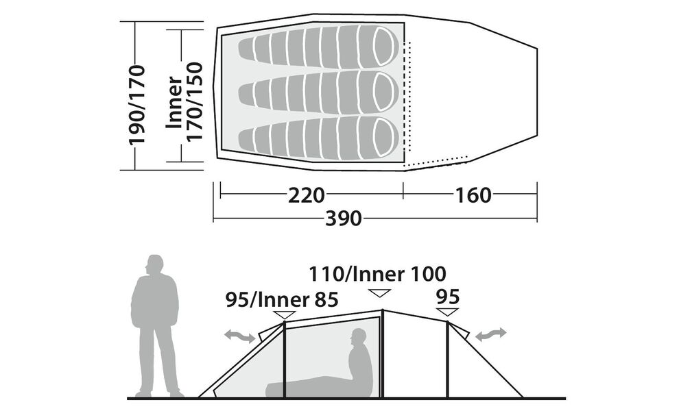 3-місний ультралегкий намет Robens Sage 3 Pro: двошаровий, з тамбуром, зображення 2