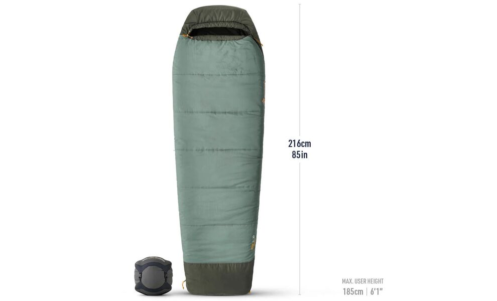 Демісезонний туристичний спальник Sea to Summit Boab -1C - Regular до -1°C: з капюшоном, Максимальний зріст користувача: 185, Колір: Laurel Wreath Green, Сторона застібки: ліва, зображення 2