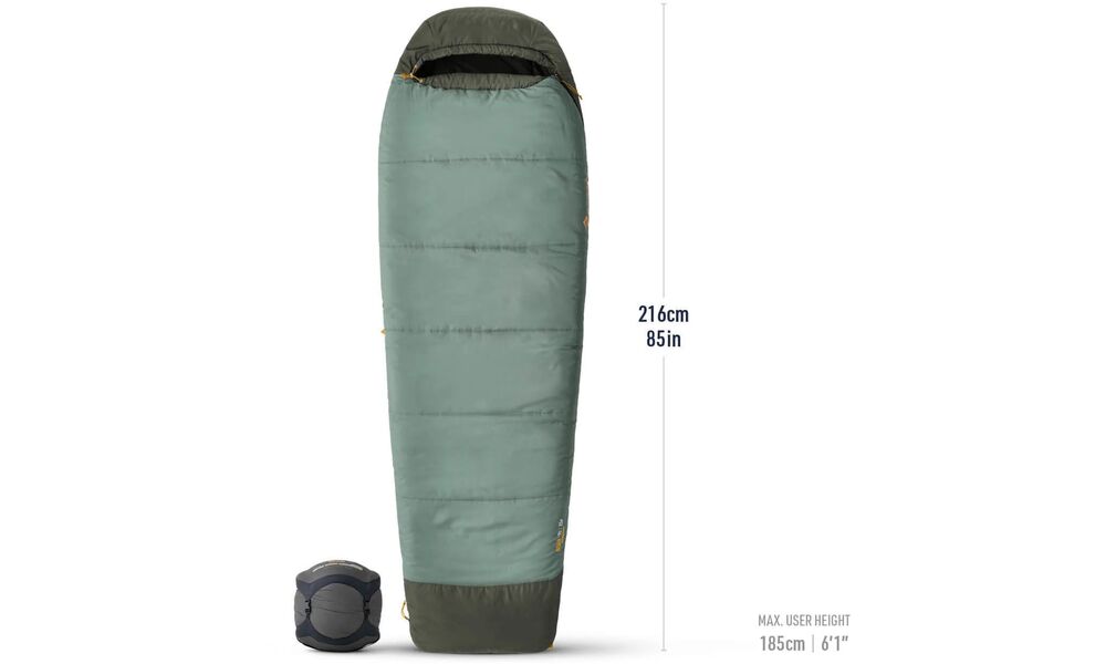 Демісезонний туристичний спальник Sea to Summit Boab -9C - Regular до -9°C: з капюшоном, Максимальний зріст користувача: 185, Колір: Laurel Wreath Green, Сторона застібки: ліва, зображення 2