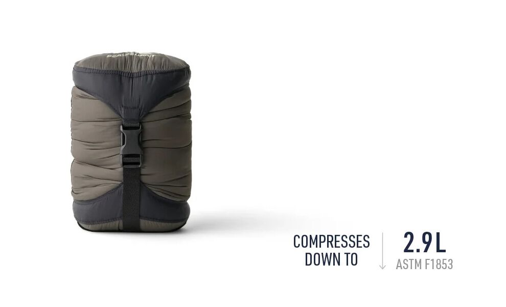 Літній пуховий спальник Sea to Summit Spark +7С - Long до +7°C: з капюшоном, Максимальний зріст користувача: 198, Колір: Beluga Black, Сторона застібки: ліва, зображення 3