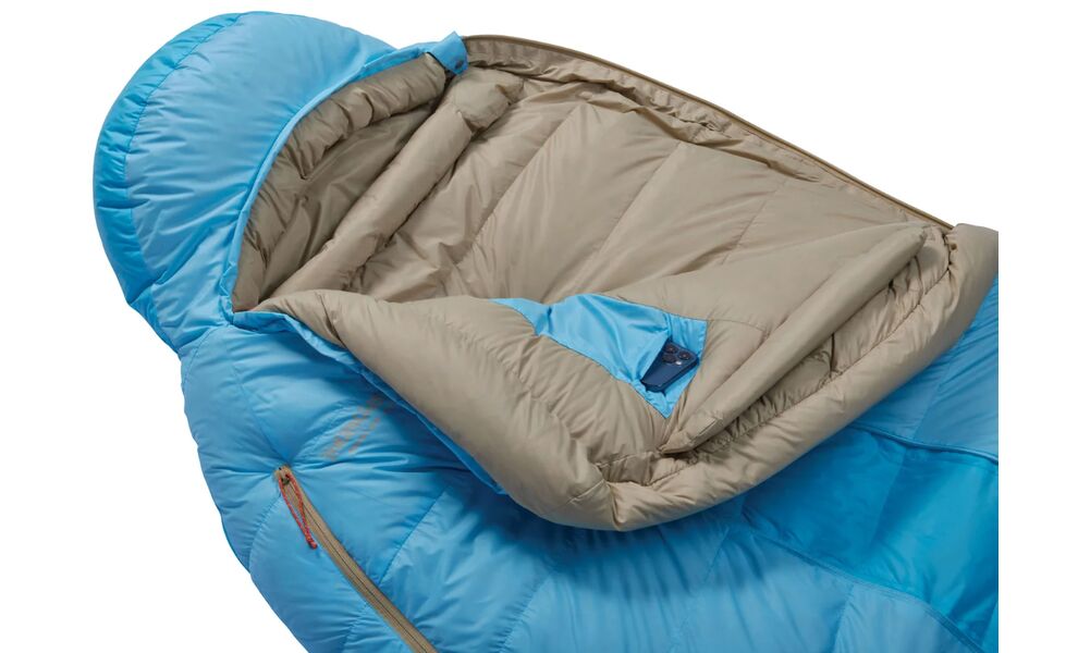 Демісезонний пуховий спальник Therm-a-Rest Boost 650 -6C - Regular до -6°C: з капюшоном, Максимальний зріст користувача: 183, Колір: Morning Blue, Сторона застібки: ліва, зображення 3