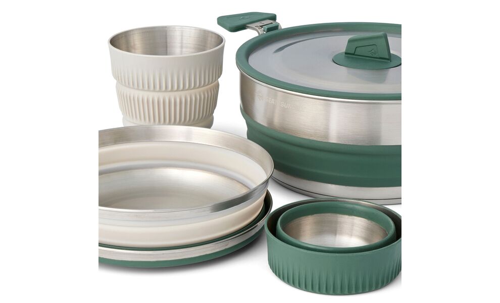 Похідний набір складного посуду Sea to Summit Detour One Pot Cook - Set 5P (БЕЗ чохла) на 2 особи: каструля, 2 миски, 2 стакани, зображення 2