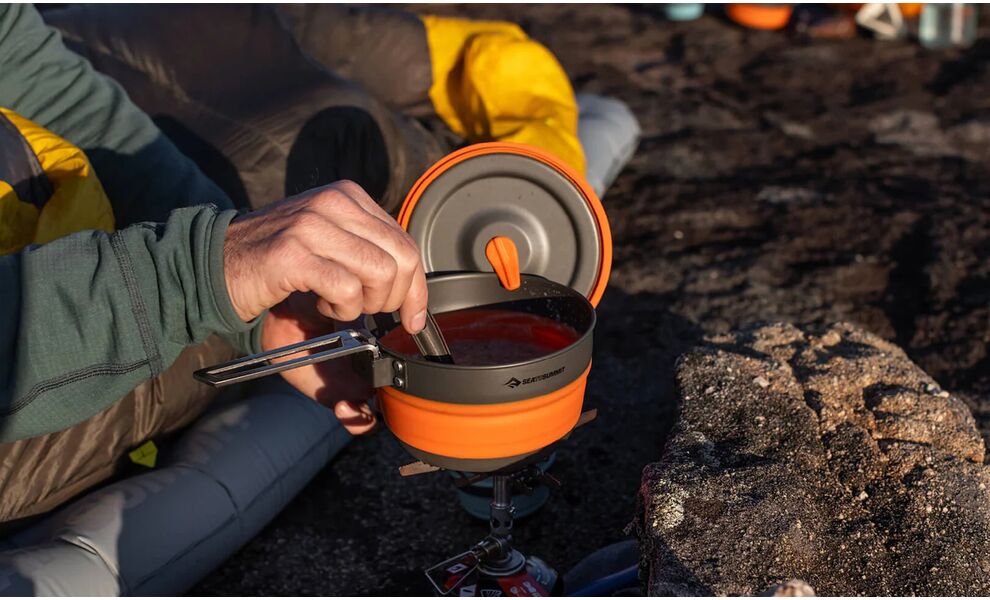 Складна туристична каструля для пальника Sea to Summit Frontier (Orange) на 1 л (БЕЗ чохла), харчовий силікон, Об'єм: 1, Колір виробника: Orange, зображення 9