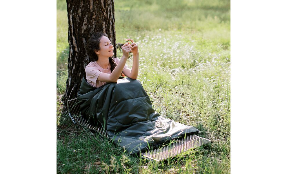 Літній кемпінговий спальник-ковдра Totem Woodcock до 10°C, Максимальний зріст користувача: 200, Колір: Green, Сторона застібки: ліва, зображення 11