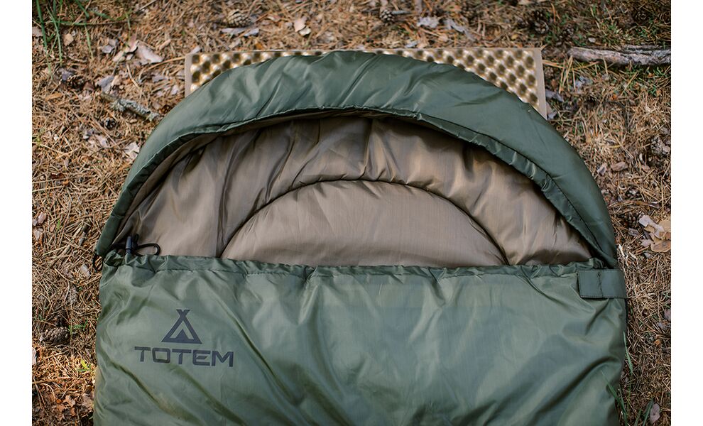 Демісезонний туристичний спальник Totem Hunter XXL до 5°C: широкий, з капюшоном, Максимальний зріст користувача: 195, Колір: Green, Сторона застібки: ліва, зображення 23