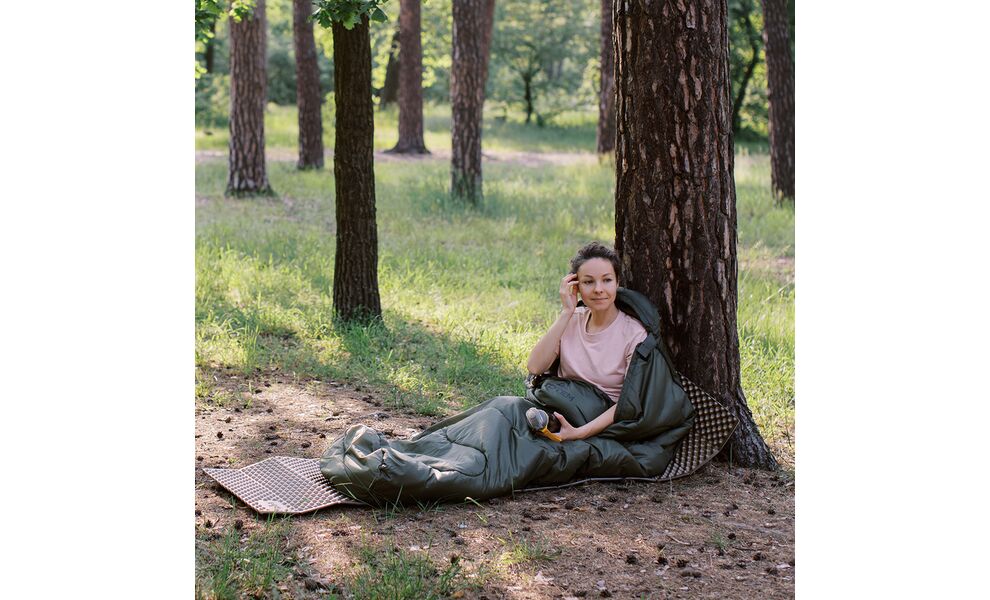 Демісезонний туристичний спальник Totem Hunter XXL до 5°C: широкий, з капюшоном, Максимальний зріст користувача: 195, Колір: Green, Сторона застібки: права, зображення 14