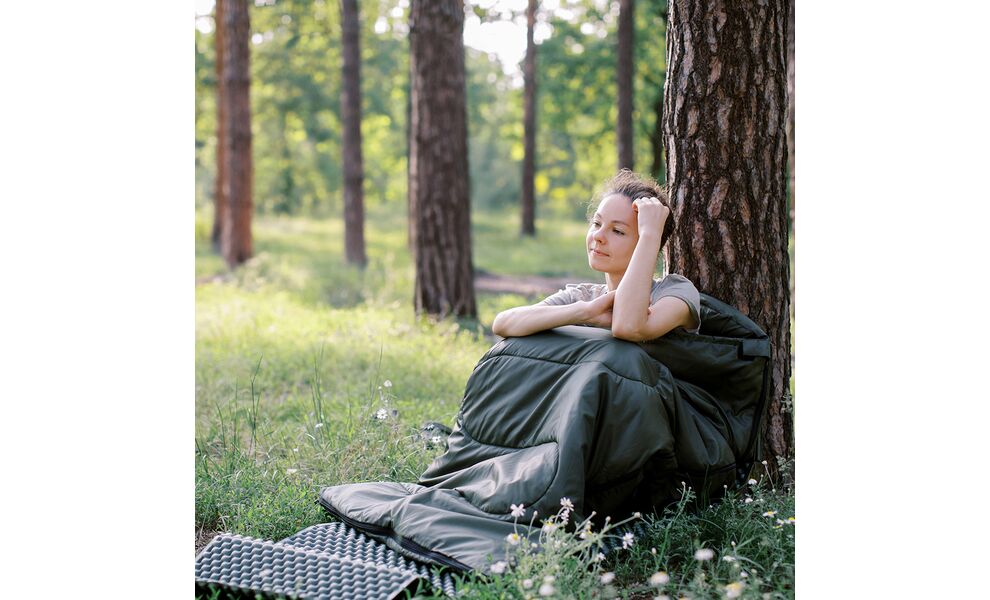 Демісезонний кемпінговий спальник-ковдра Totem Fisherman до 10°C: з капюшоном, Максимальний зріст користувача: 205, Колір: Green, Сторона застібки: ліва, зображення 12