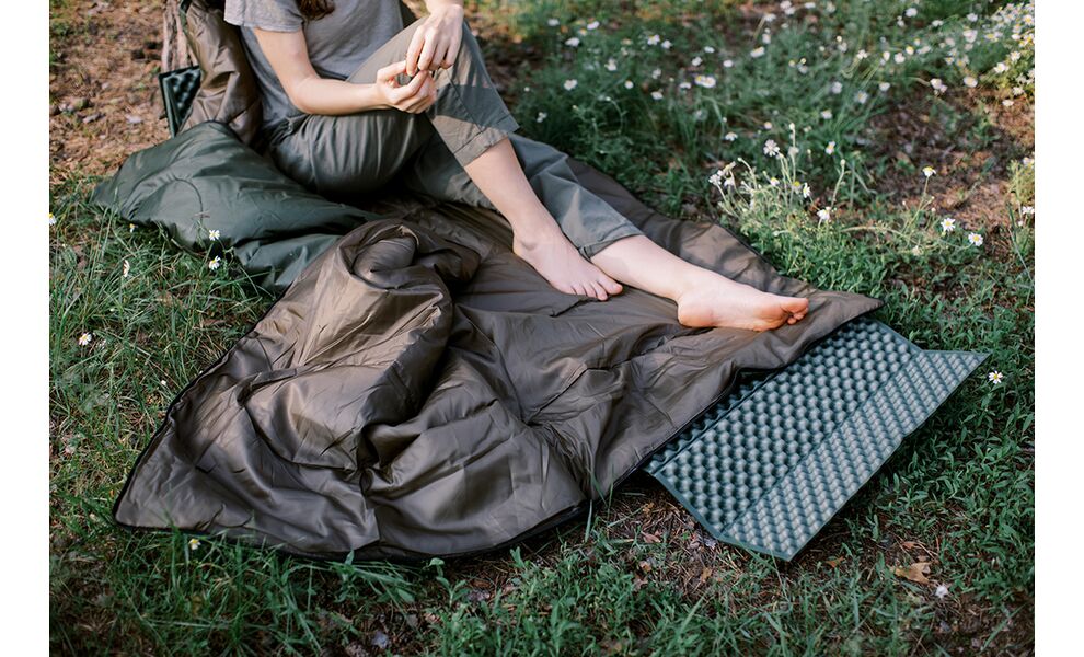 Демісезонний кемпінговий спальник-ковдра Totem Fisherman до 10°C: з капюшоном, Максимальний зріст користувача: 205, Колір: Green, Сторона застібки: права, зображення 14
