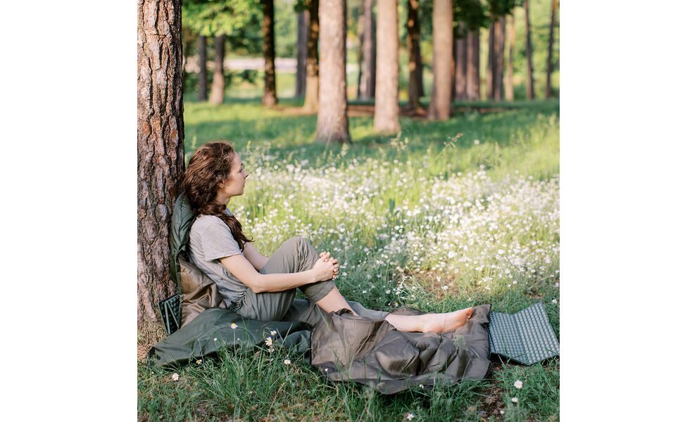Демісезонний кемпінговий спальник-ковдра Totem Fisherman до 10°C: з капюшоном, Максимальний зріст користувача: 205, Колір: Green, Сторона застібки: права, зображення 15
