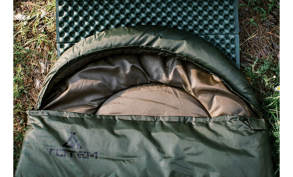 Демісезонний кемпінговий спальник-ковдра Totem Fisherman до 10°C: з капюшоном, Максимальний зріст користувача: 205, Колір: Green, Сторона застібки: ліва, зображення 16