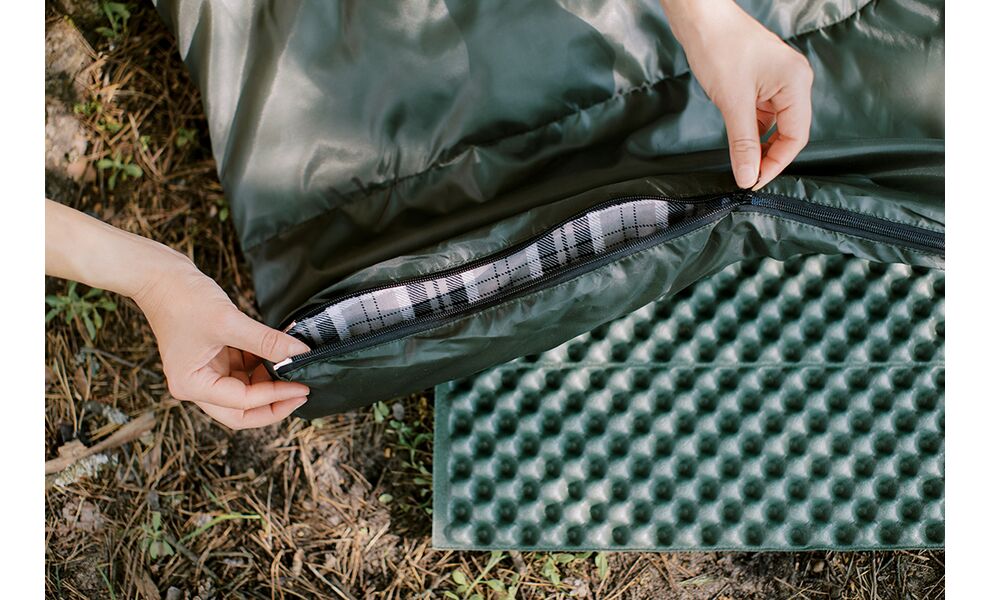 Демісезонний кемпінговий спальник-ковдра Totem Ember Plus до 5°C: з капюшоном, Максимальний зріст користувача: 190, Колір: Green, Сторона застібки: права, зображення 19