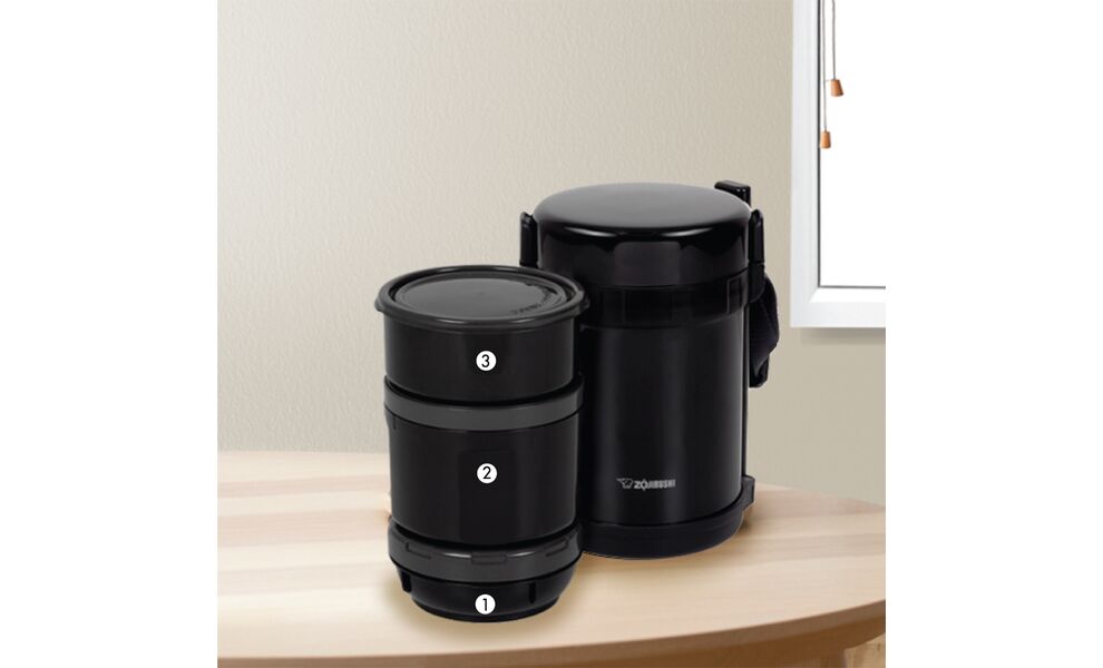 Термос для їжі з контейнерами Zojirushi SL-GH18 на 1,3 л, Об'єм: 1270, Колір: BA/Black, зображення 8