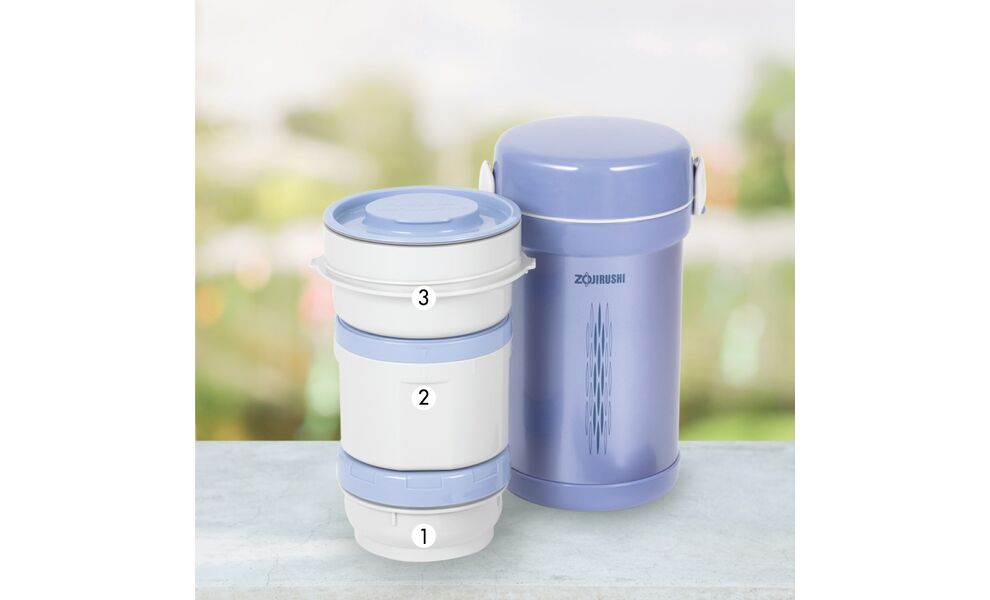 Термос для їжі з контейнерами Zojirushi SL-NC09 (AA/Blue) на 840 мл, Об'єм: 840, Колір: AA/Blue, зображення 6