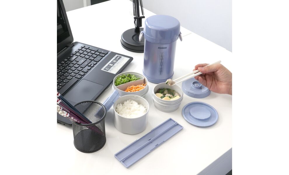 Термос для їжі з контейнерами Zojirushi SL-NC09 (AA/Blue) на 840 мл, Об'єм: 840, Колір: AA/Blue, зображення 7