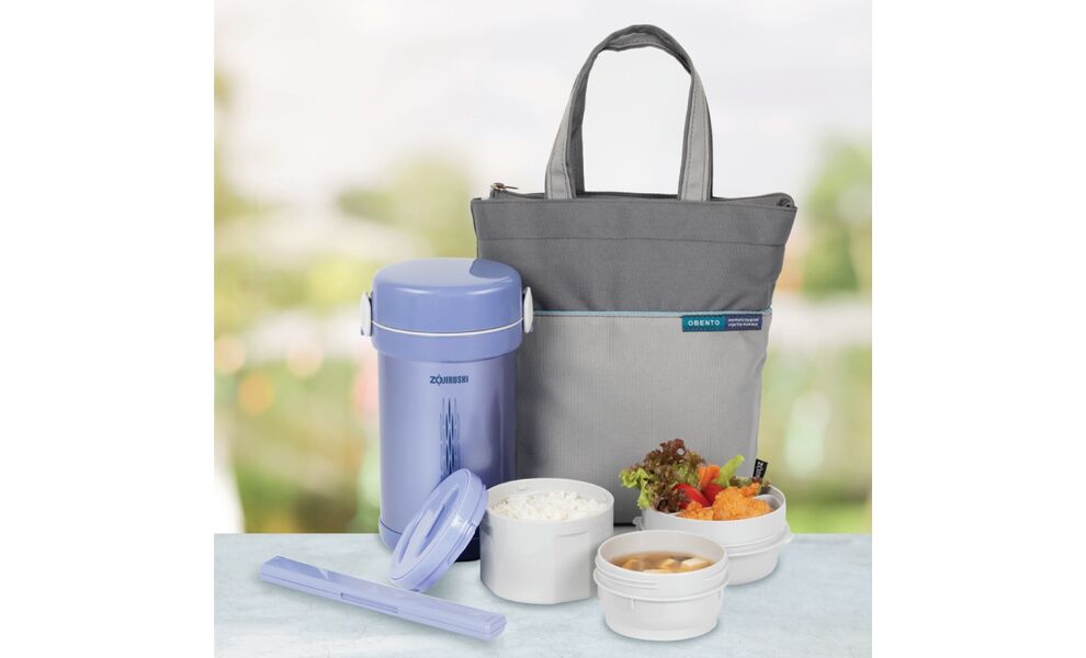 Термос для їжі з контейнерами Zojirushi SL-NC09 (AA/Blue) на 840 мл, Об'єм: 840, Колір: AA/Blue, зображення 8
