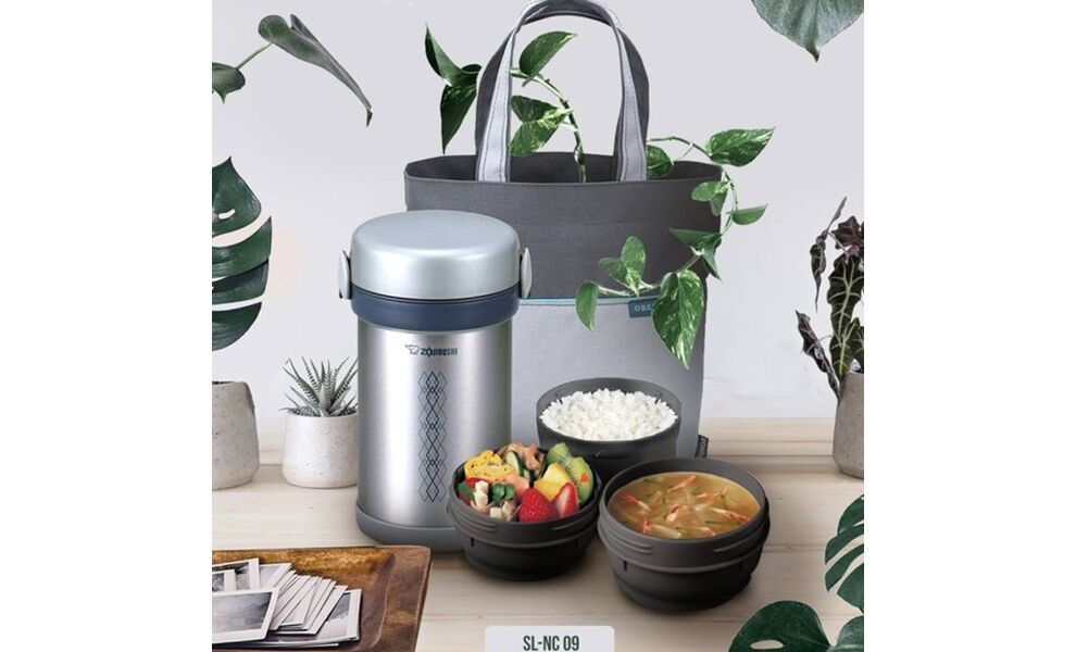 Термос для їжі з контейнерами Zojirushi SL-NC09 (ST/Silver) на 840 мл, Об'єм: 840, Колір: ST/Silver, зображення 8
