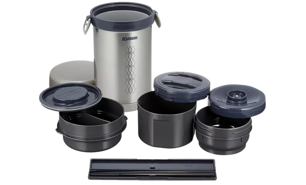 Термос для їжі з контейнерами Zojirushi SL-NC09 (ST/Silver) на 840 мл, Об'єм: 840, Колір: ST/Silver, зображення 3