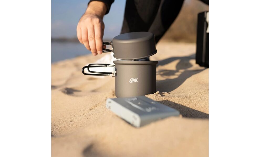 Похідний набір посуду з анодованого алюмінію Esbit PT1000HA на 1-2 особи: каструля, миска, зображення 7