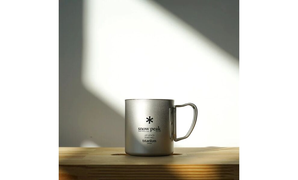Туристична термочашка зі складною ручкою Snow Peak Titanium Double Wall на 220 мл, титан, Об'єм: 220, зображення 7