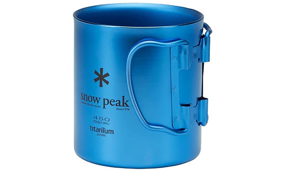 Туристична термочашка зі складною ручкою Snow Peak Ti-Double (Blue) на 450 мл, титан, Об'єм: 450, Колір: Blue, зображення 2