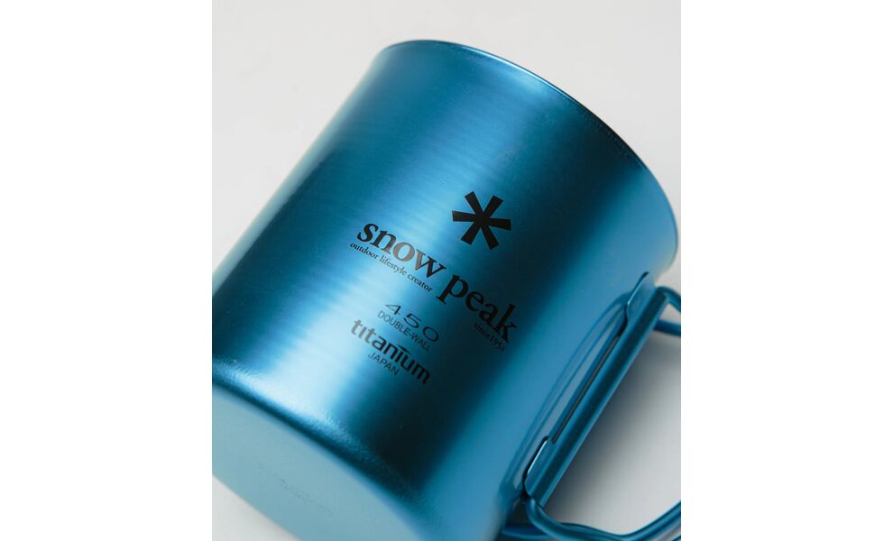 Туристична термочашка зі складною ручкою Snow Peak Ti-Double (Blue) на 450 мл, титан, Об'єм: 450, Колір: Blue, зображення 3