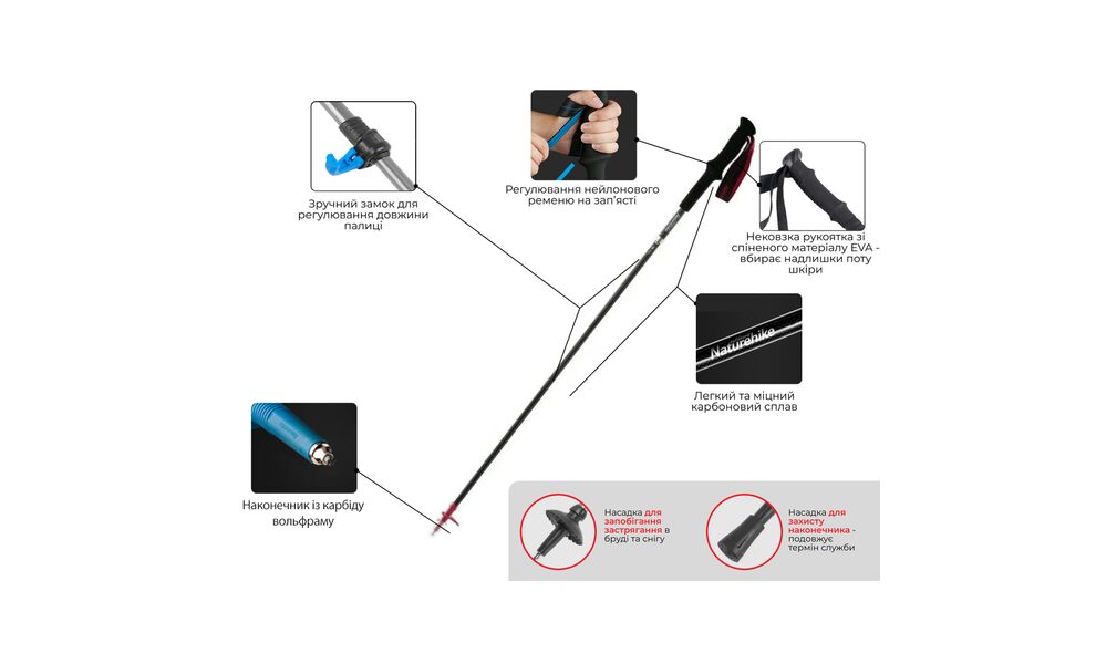 Трекінгова палиця Naturehike ST07 NH18D010-Z (Purple), 99-115 см - 1 шт., Тип розміру: 99-115, Колір: Purple, зображення 5