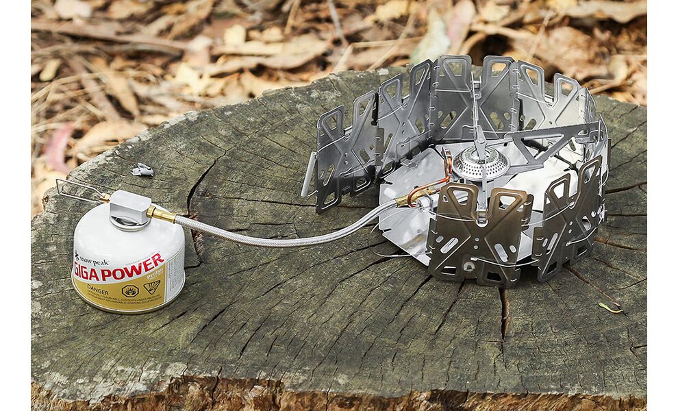 Туристичний газовий пальник зі шлангом, підігрівом, п'єзопідпалом та вітрозахистом Snow Peak GS-360 GeoShield Stove під різьбовий балон, зображення 18