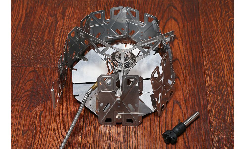 Туристичний газовий пальник зі шлангом, підігрівом, п'єзопідпалом та вітрозахистом Snow Peak GS-360 GeoShield Stove під різьбовий балон, зображення 10