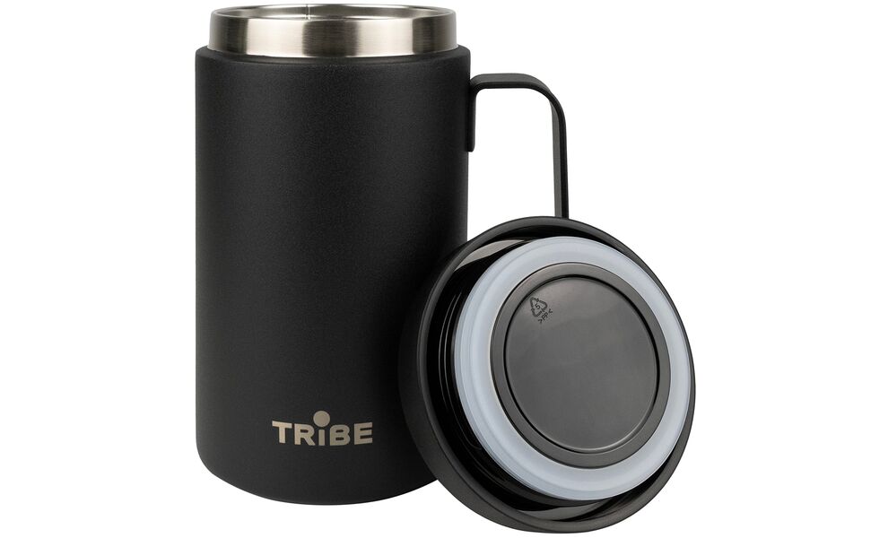 Термокружка з ручкою Tribe Adventure (Black) на 450 мл: герметична кришка, Об'єм: 450, Колір: Black, зображення 2