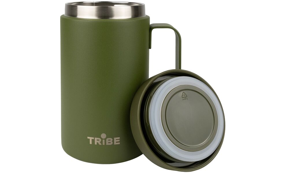Термокружка з ручкою Tribe Adventure (Olive) на 450 мл: герметична кришка, Об'єм: 450, Колір: Olive, зображення 2