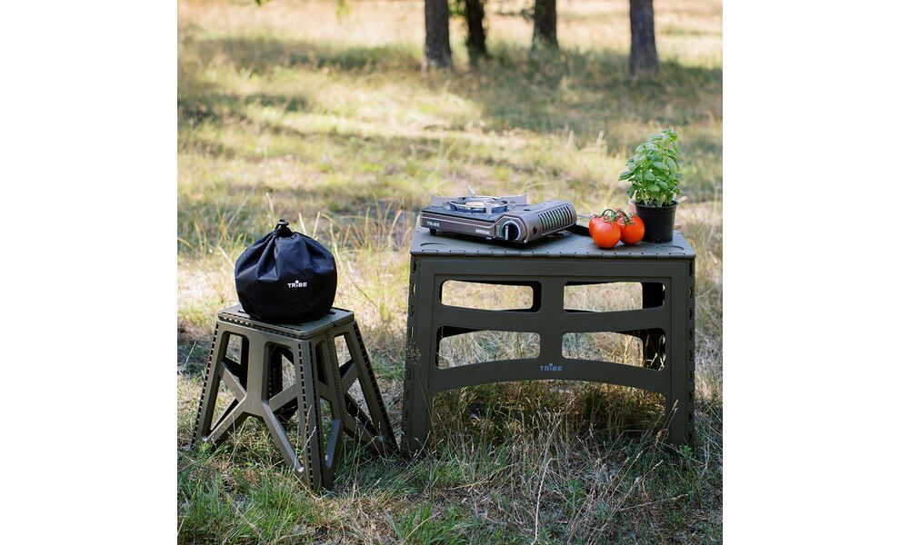 Високий розкладний табурет на природу Tribe Camp Chair - High (Olive), Тип розміру: High, Колір виробника: Olive, зображення 14